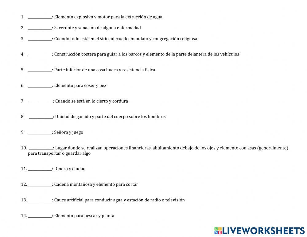 Palabras polisémicas