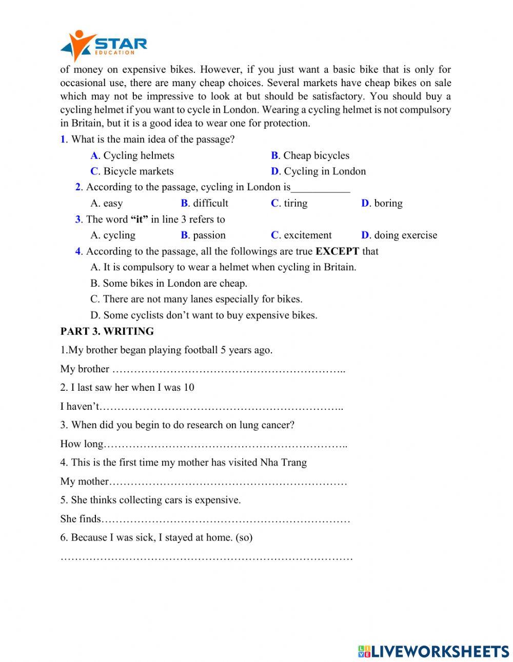 Grade 7 - Test Unit 123