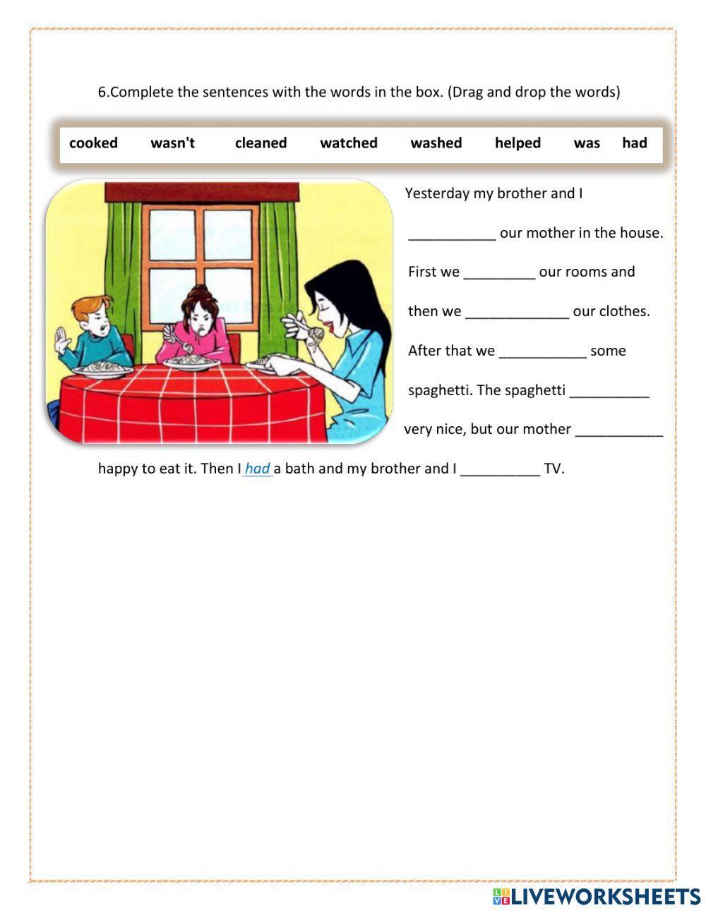 Prepare 2 past simple regular verbs