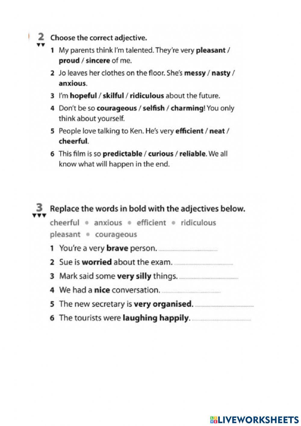 Adjectives and verbs