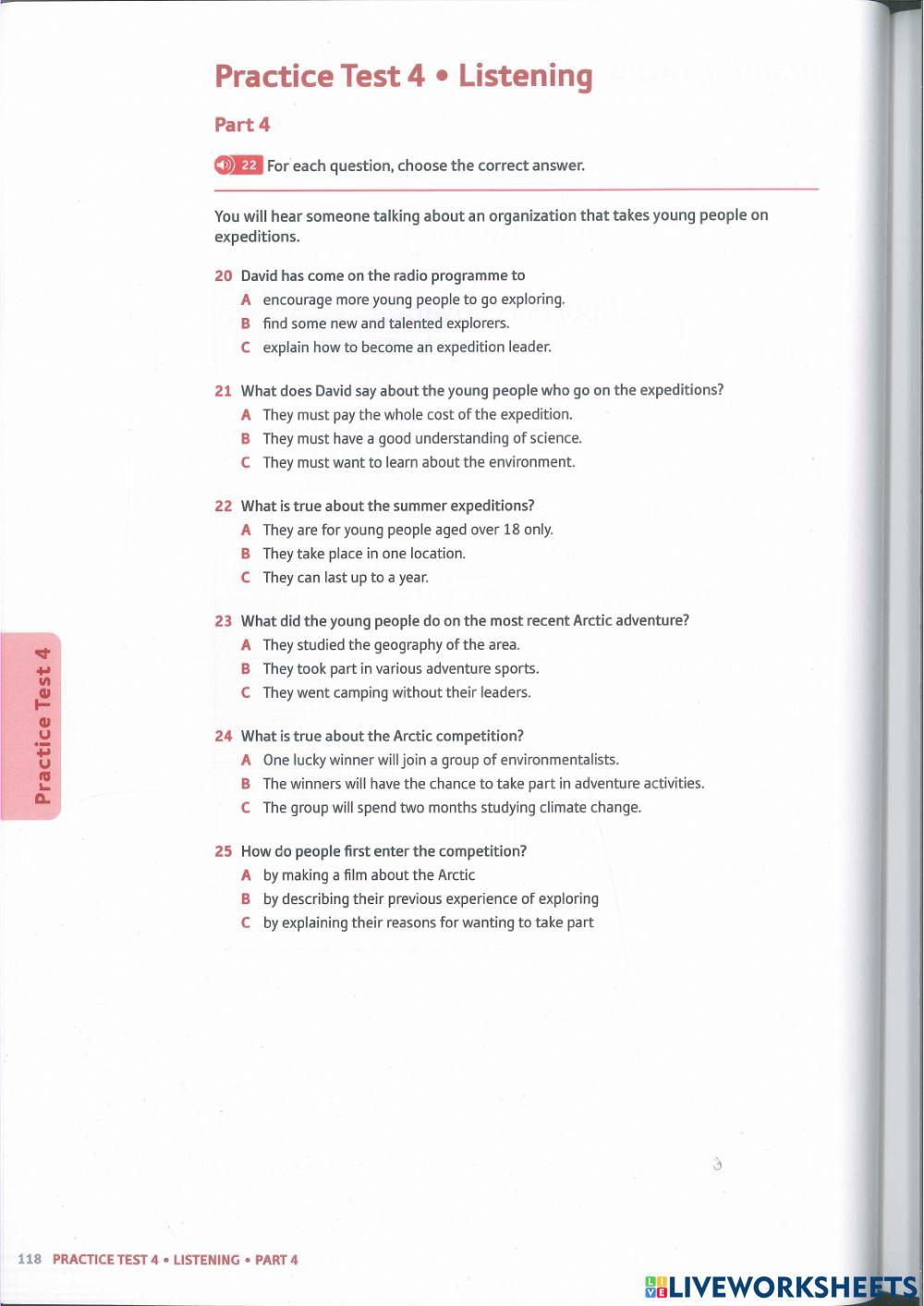 Listening Mock worksheet | Live Worksheets