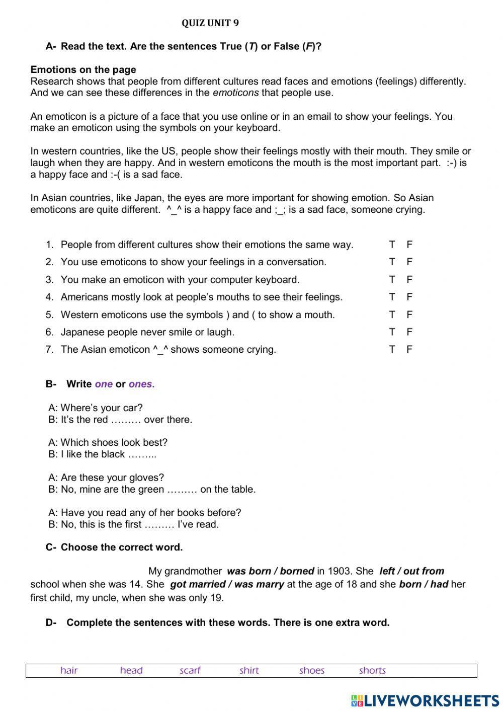 Global Elementary Unit 9