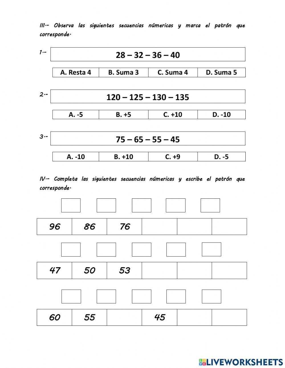 Eval. Patrones Numericos