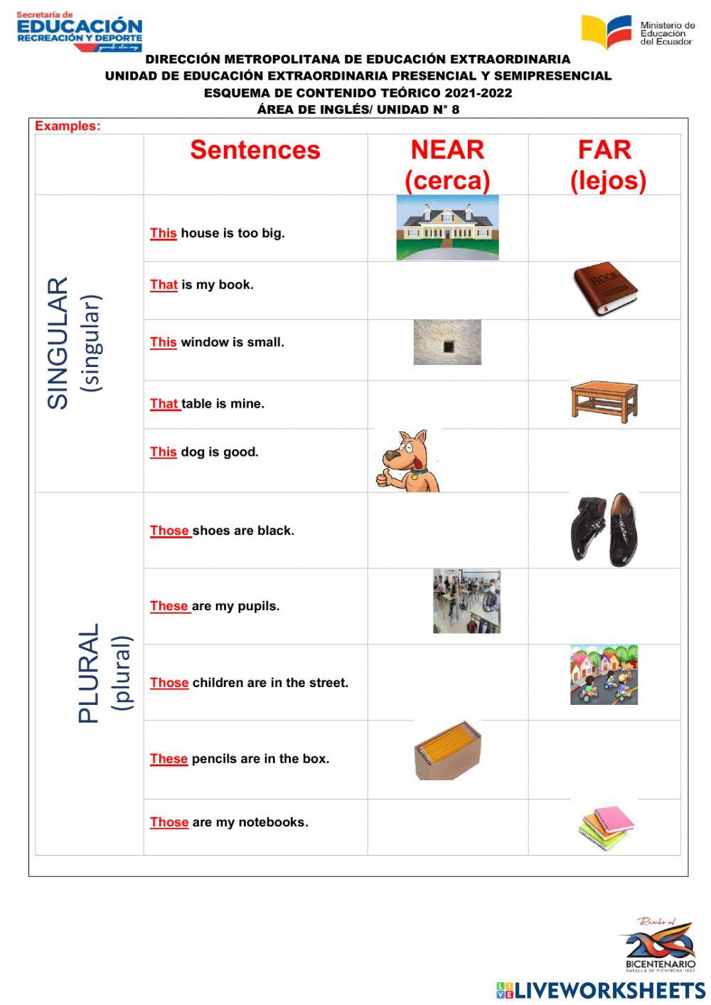 UNIDAD 8 Inglés The demonstratives