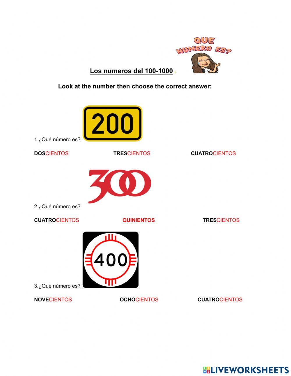 Numbers 100-1000 
