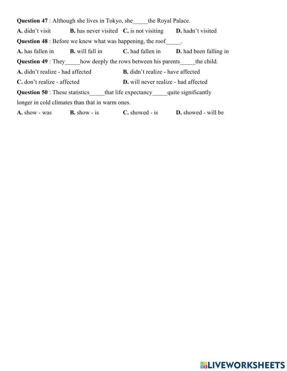 Revision for tenses 1