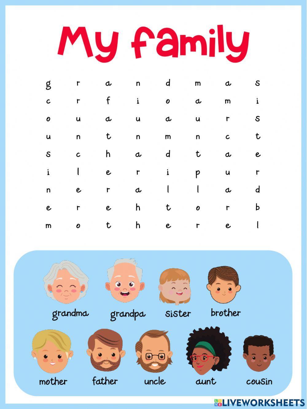 Family Members Wordsearch