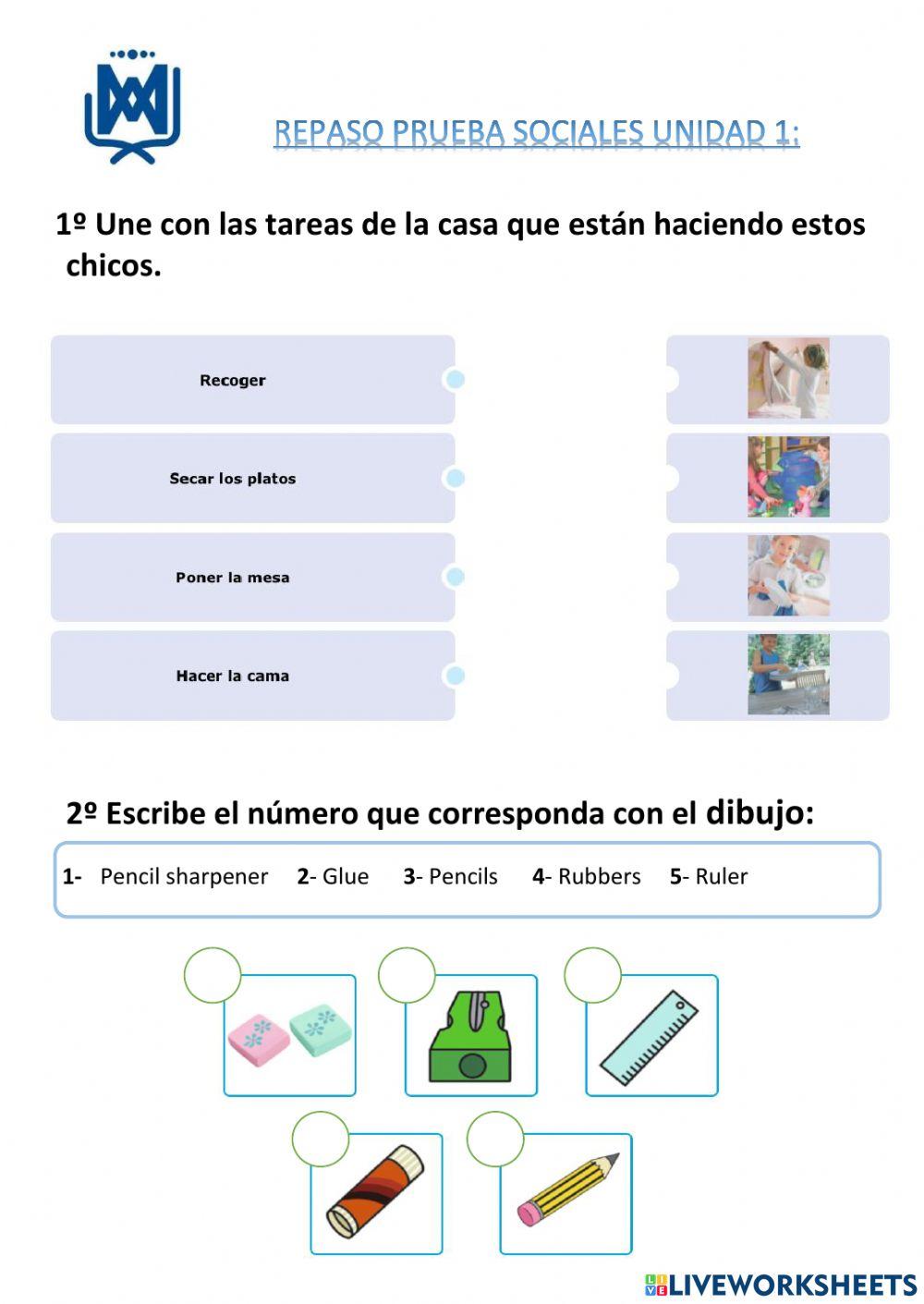 Repaso -Tema 1- Home and school