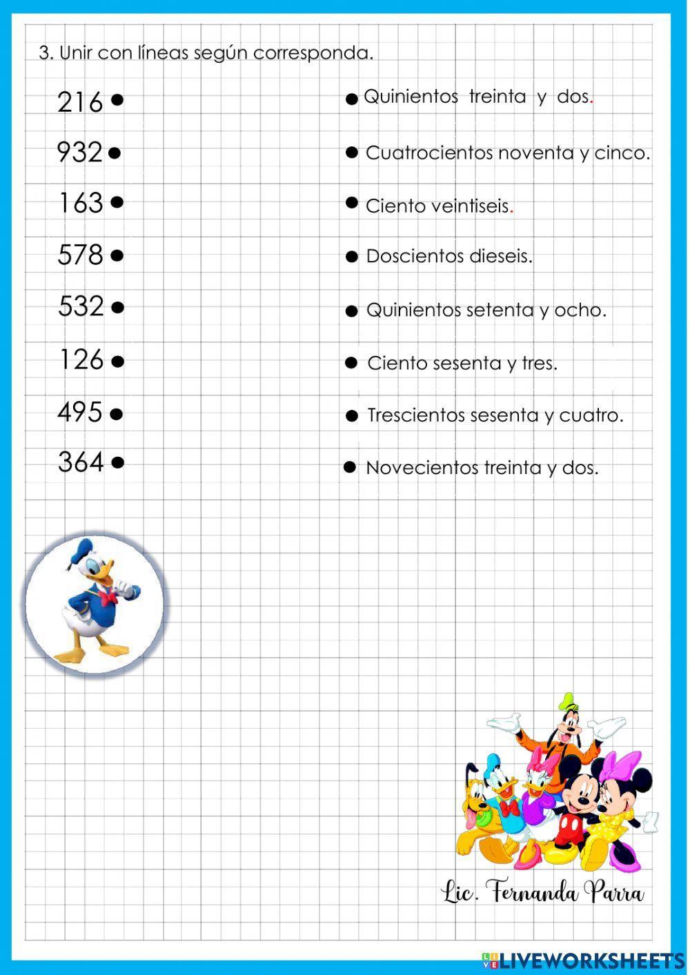 Escritura y lectura de Centenas