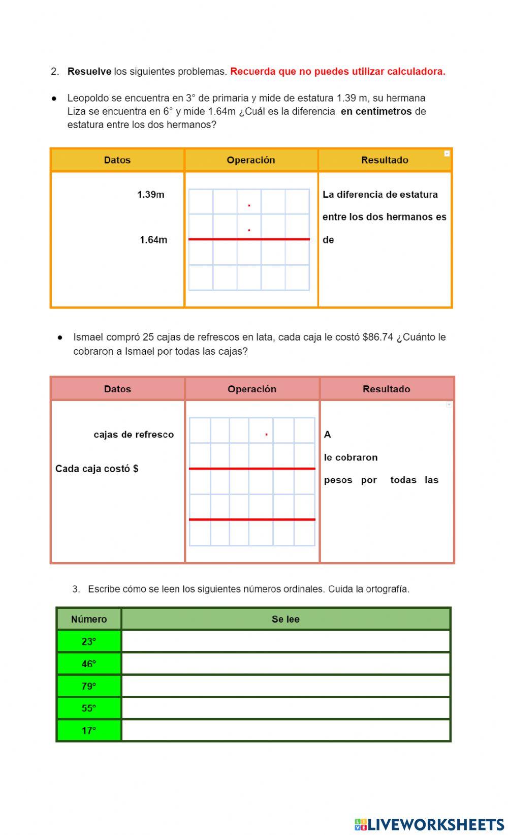Fracciones, recta numérica y problemas