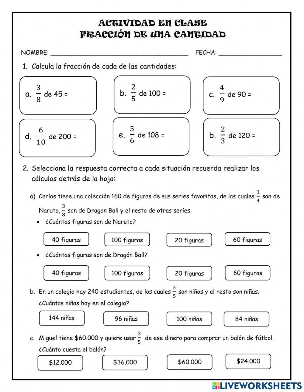 Fracción de una cantidad