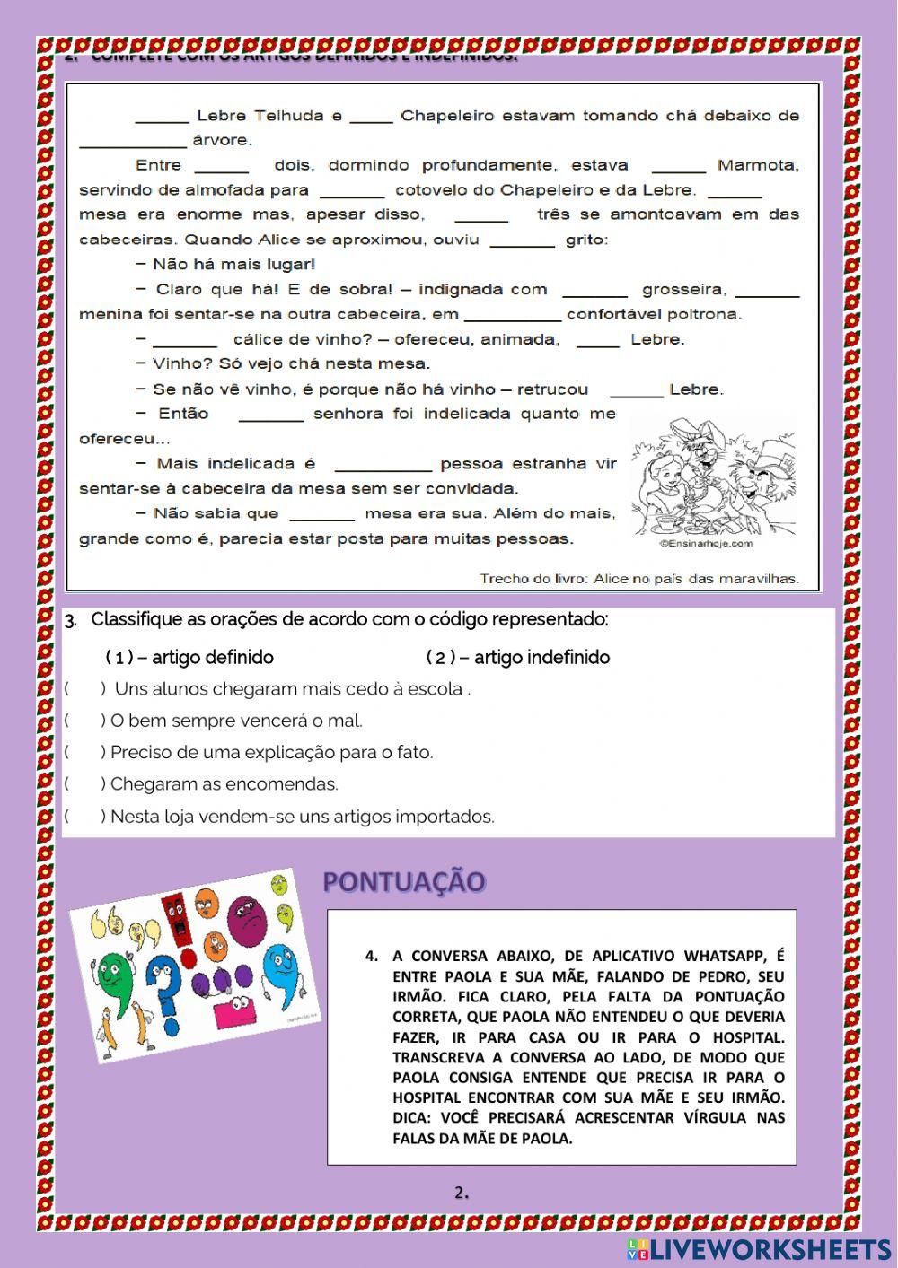 Artigos e Pontuação - Parte I