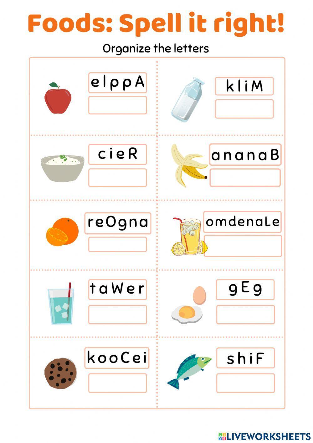 Anagram puzzle FOODS