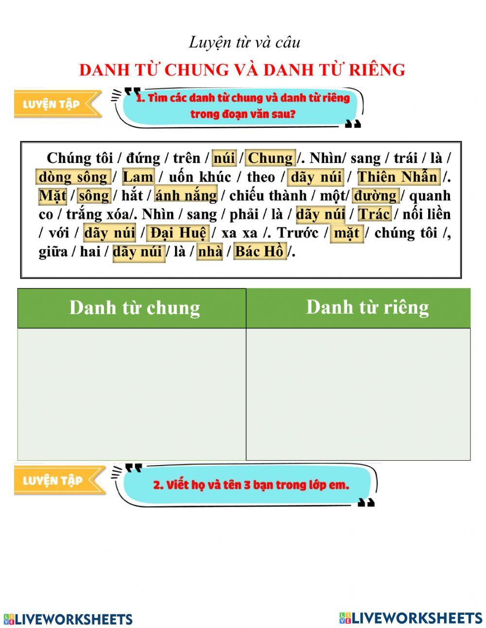 Luyện từ và câu