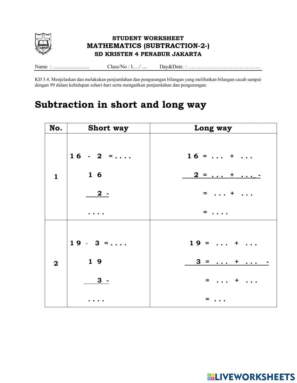 Vertical Subtraction