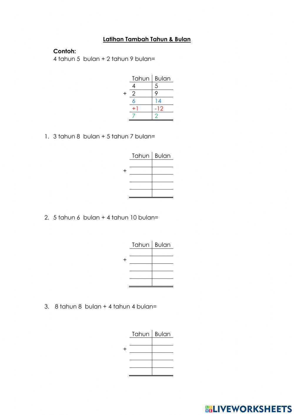 Tambah Tahun & Bulan