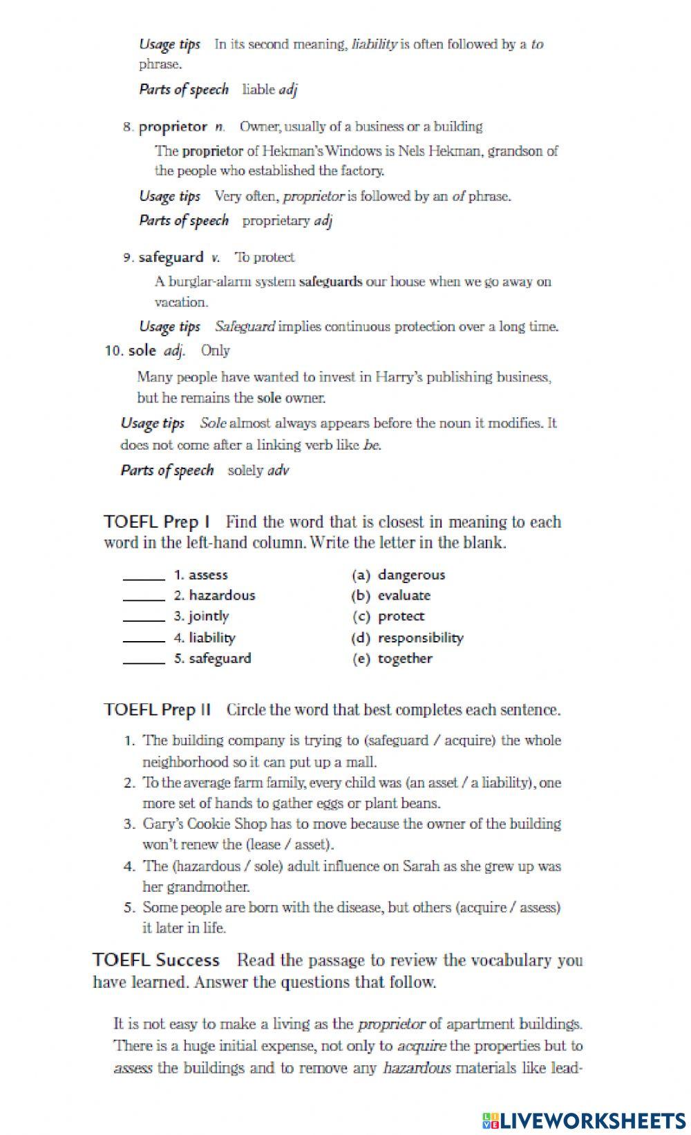 Vocabulary ITP L22 and L23