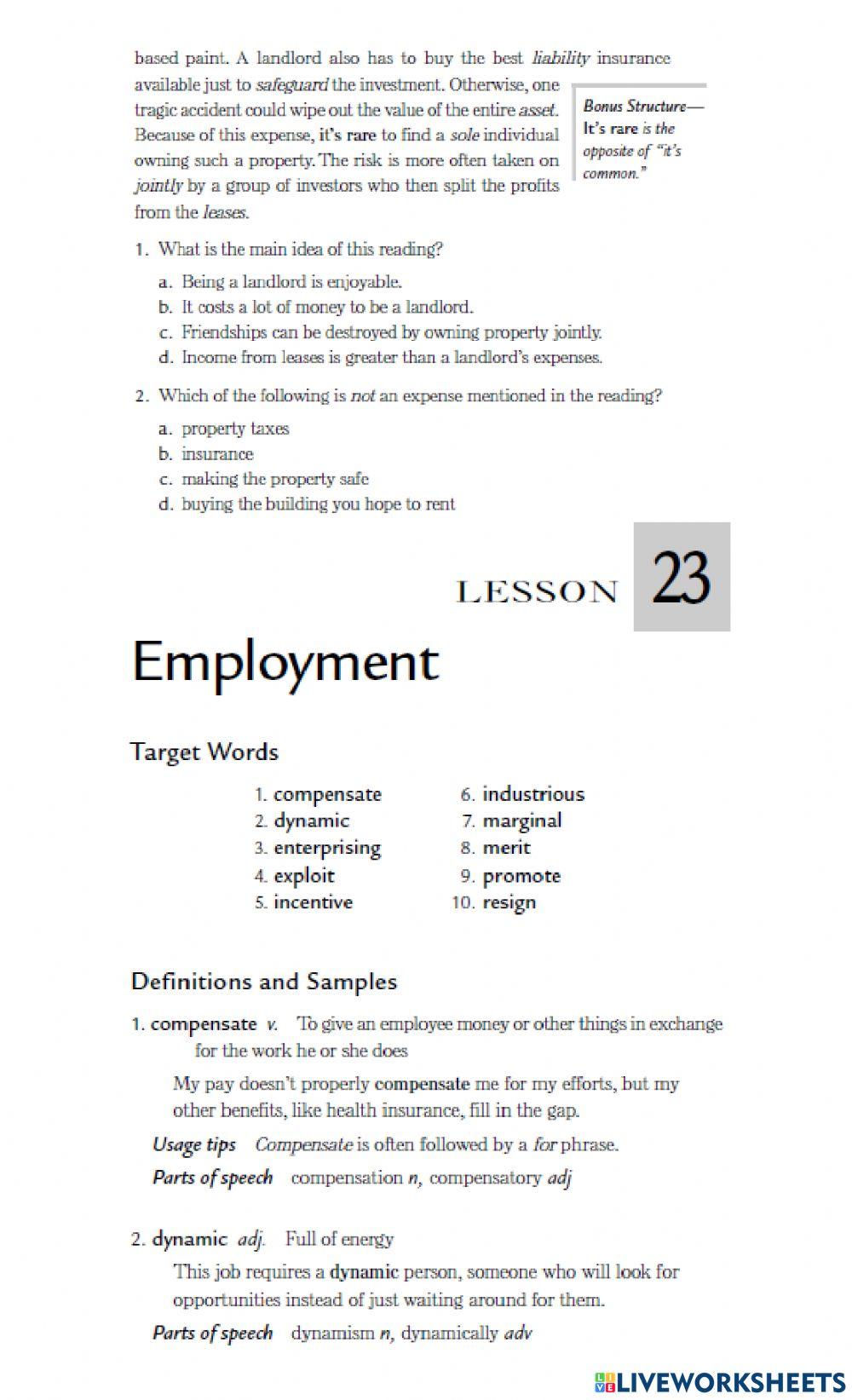 Vocabulary ITP L22 and L23