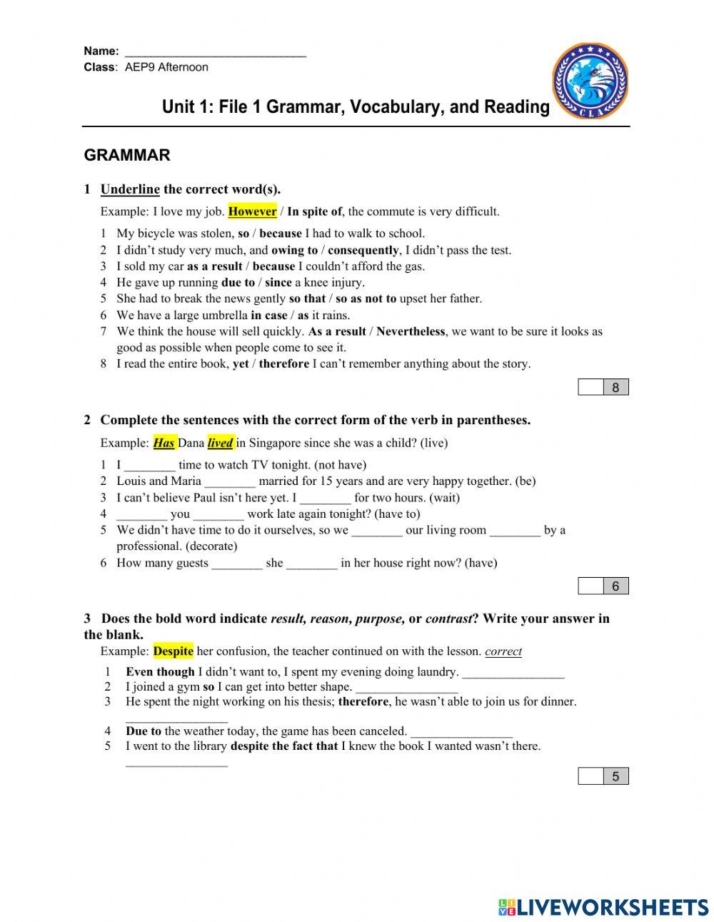 Mid-term Review Quiz Unit 1 & 2