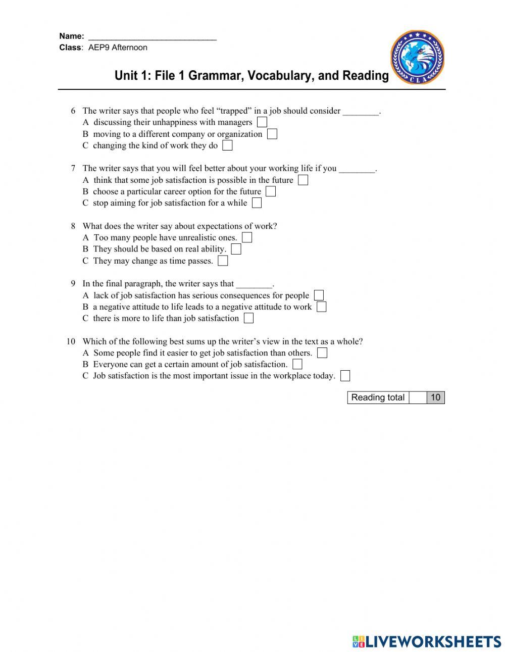Mid-term Review Quiz Unit 1 & 2
