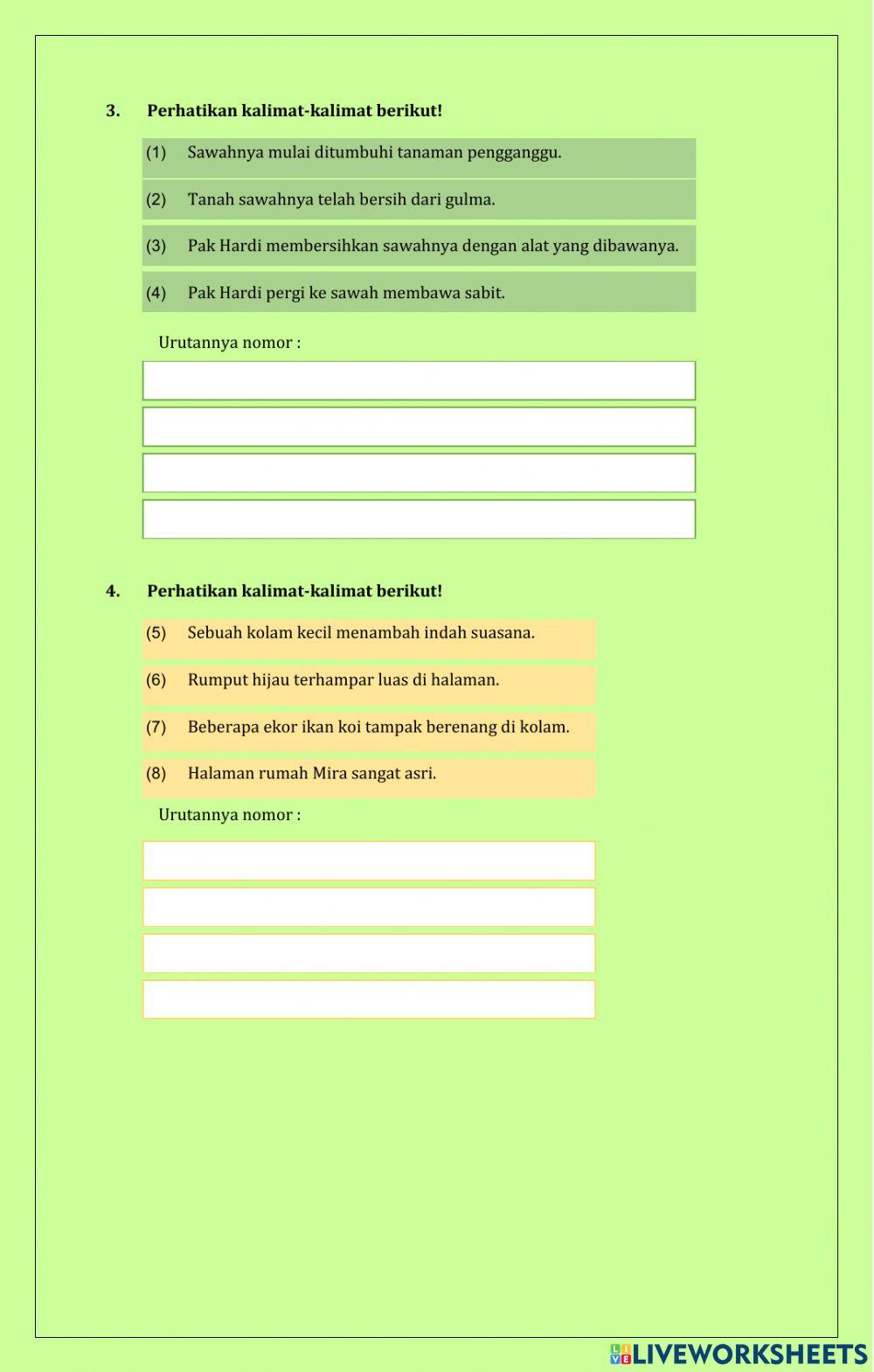 Bahasa Indonesia - Mengurutkan kalimat