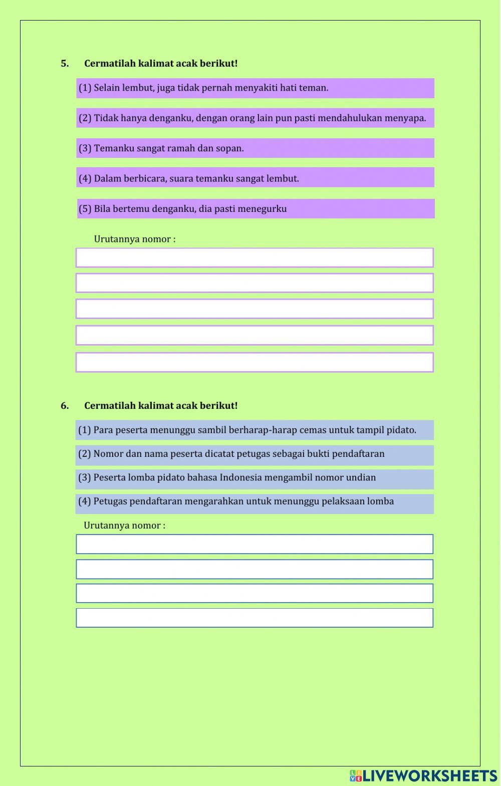 Bahasa Indonesia - Mengurutkan kalimat