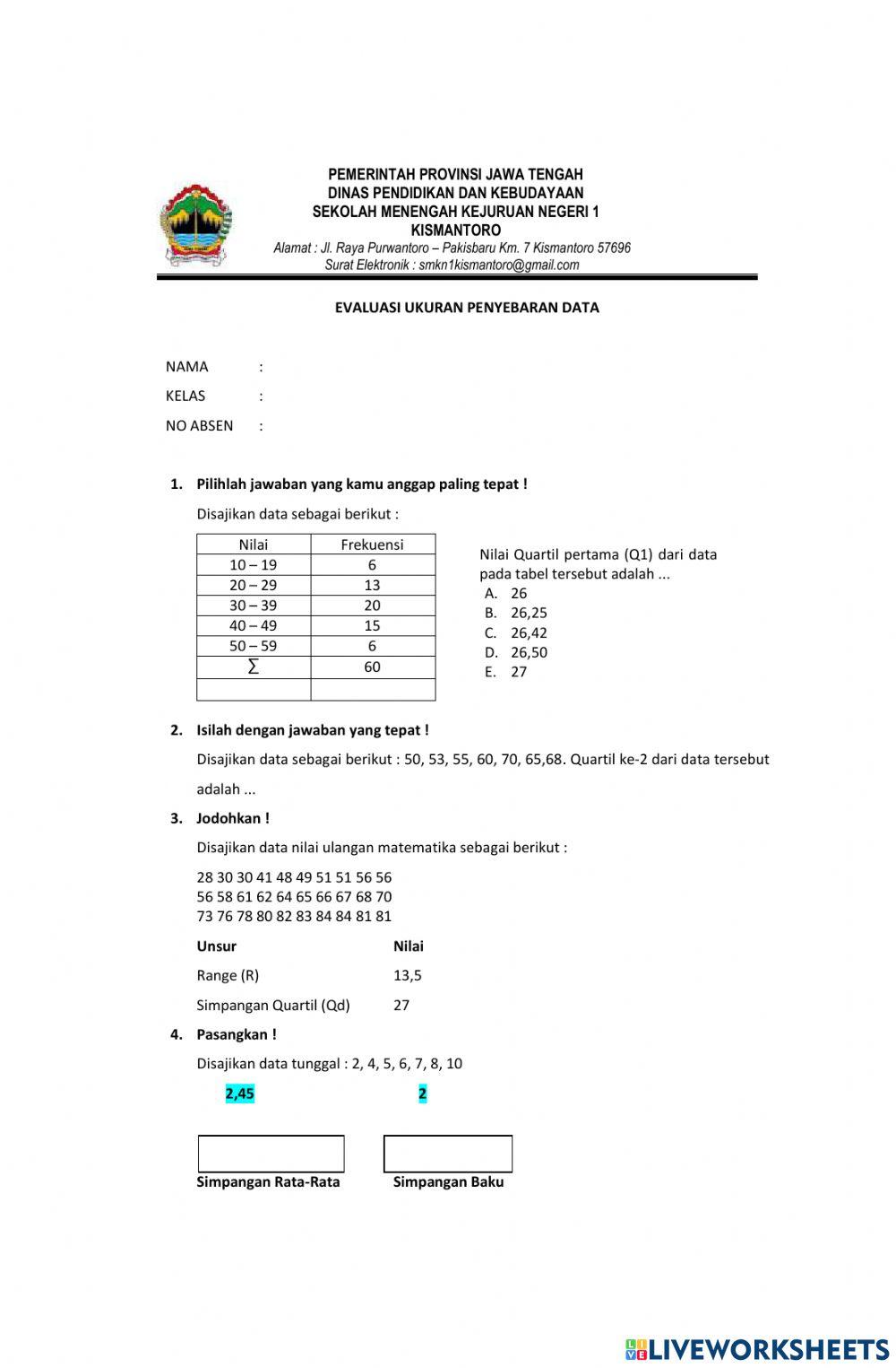 Ukuran penyebaran data