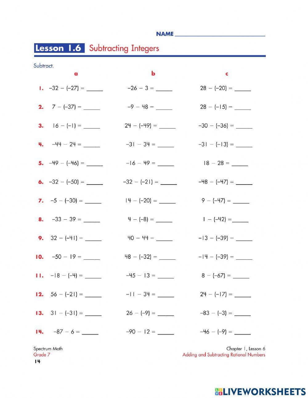 Subtracting Integers II