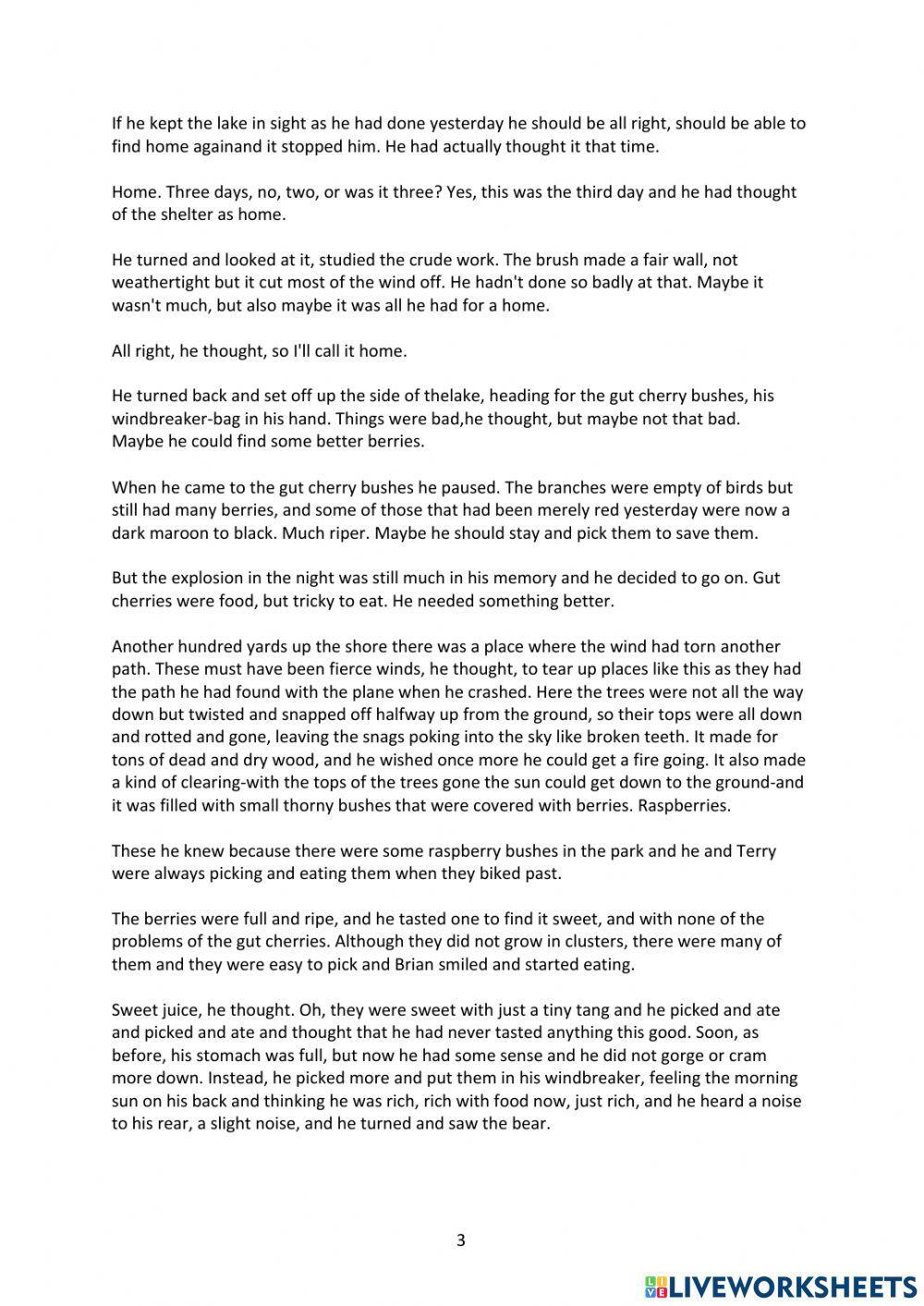 Hatchet Chapter 7 Questions