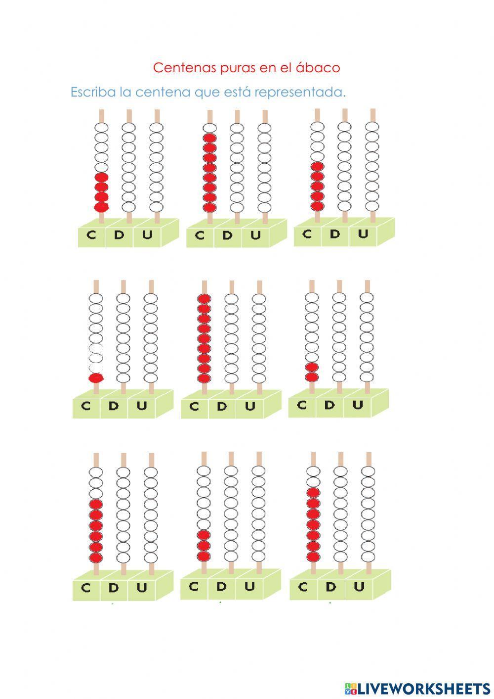 Centenas puras en el ábaco