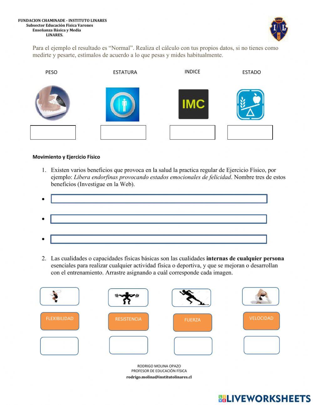 Ficha Única E. Física Luciano Espinoza Méndez 8° B I. Linares 2021