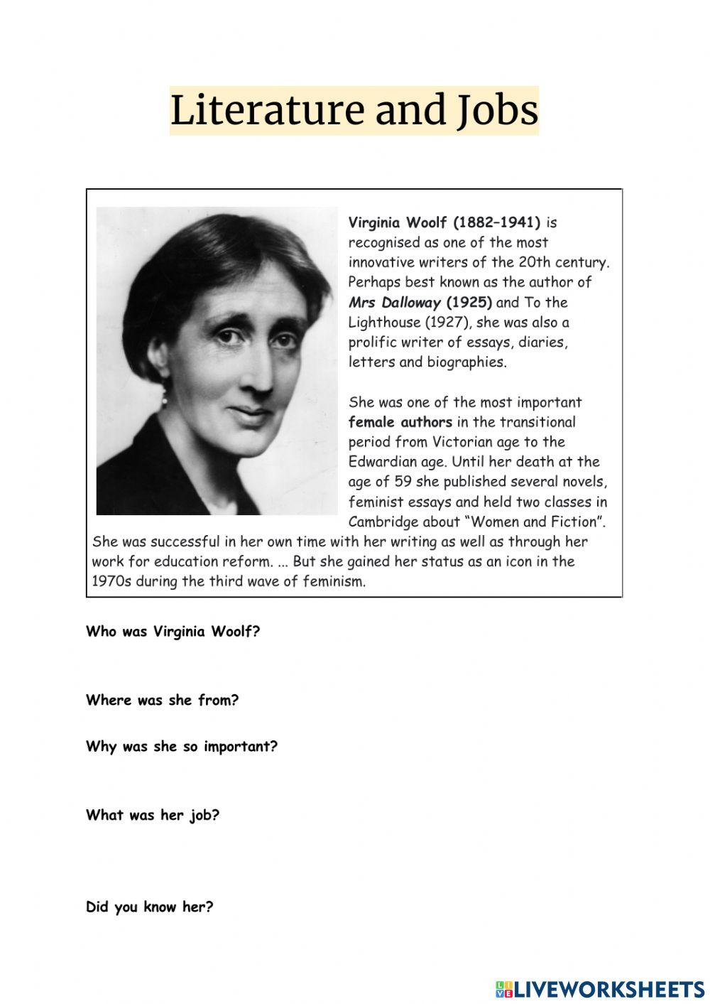 Literature and jobs (biographies)