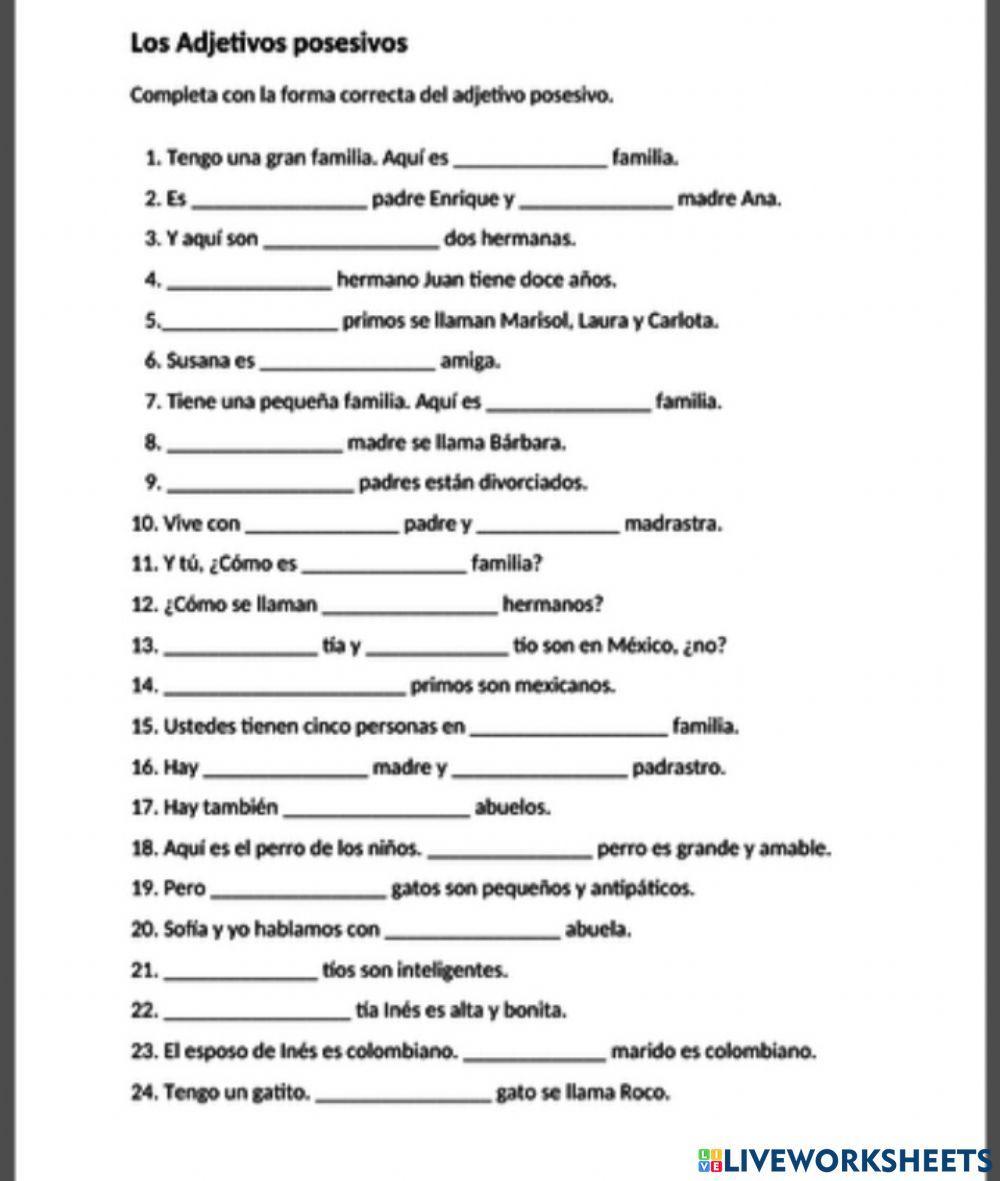 Los adjetivos posesivos