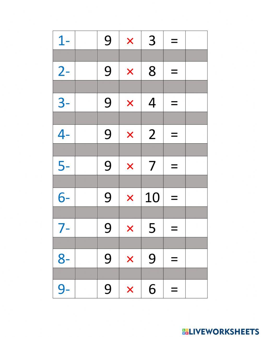 Multiplication 9