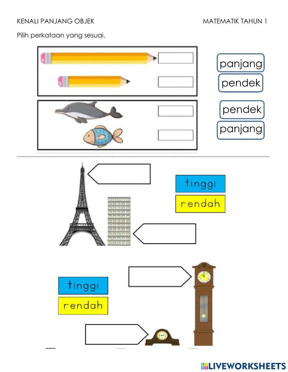 Matematik Tahun 1 Kenali Panjang Objek Matematik Tahun 1 Kenali Panjang Objek