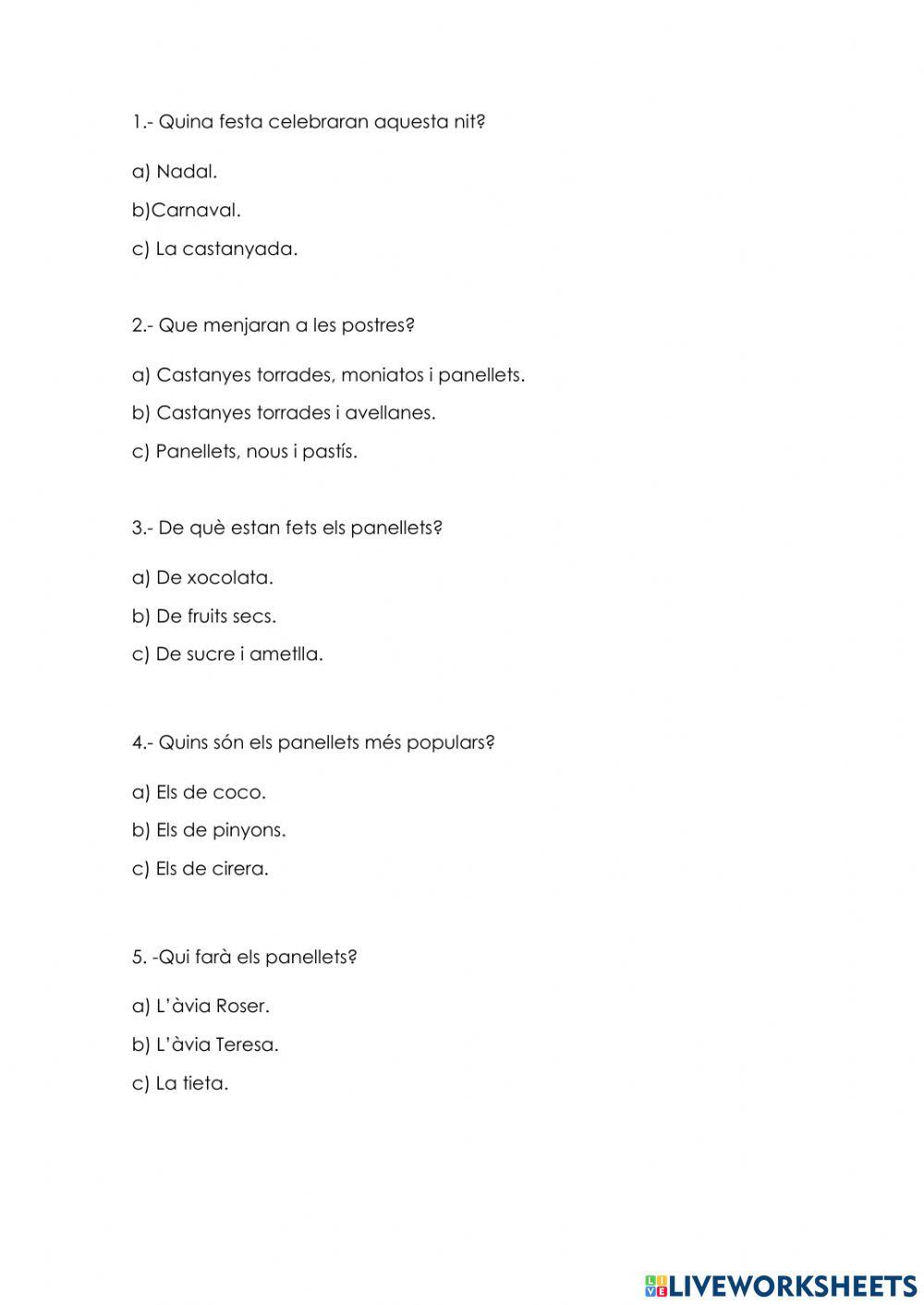 Comprensió lectora: La castanyera