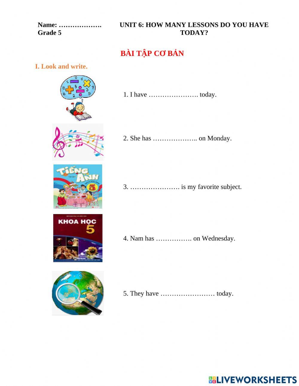 unit 6 How many lessons do you have today?