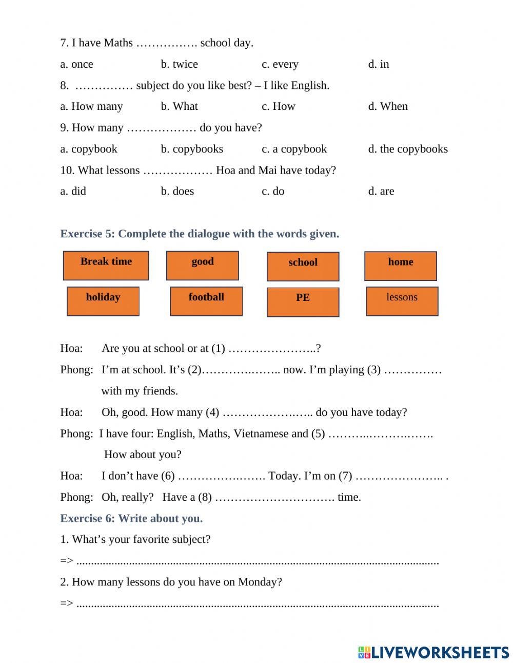 unit 6 How many lessons do you have today?