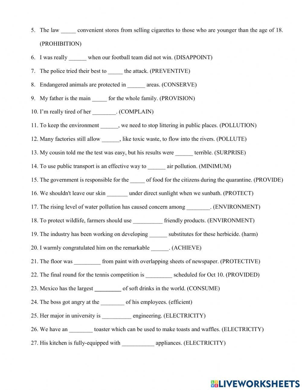 Grade 9 Mini Test U6-7