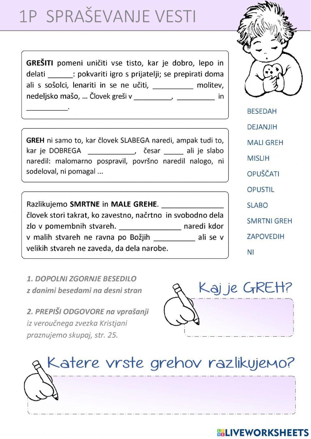 Spraševanje vesti - 1P Spraševanje vesti - 1P
