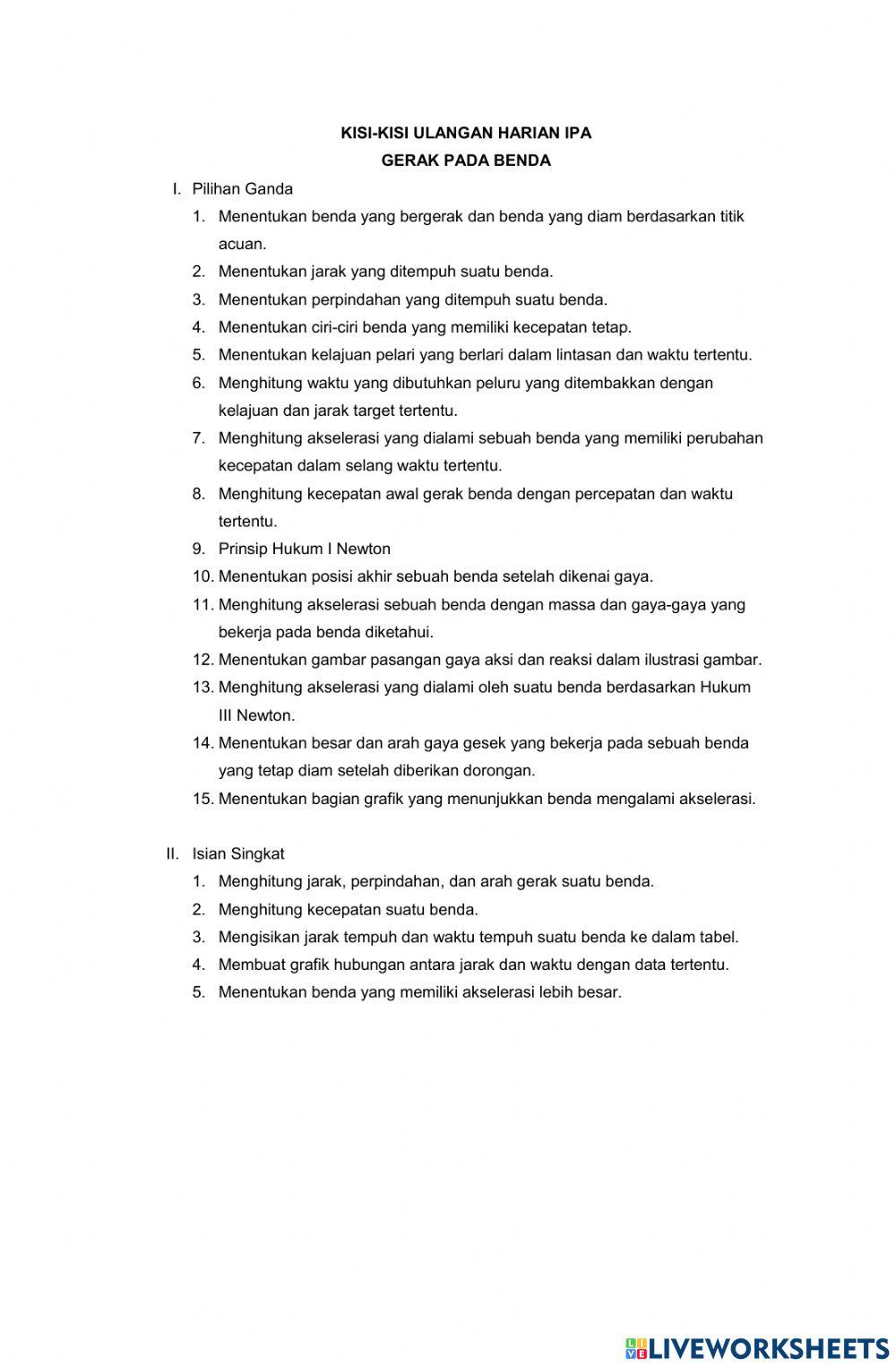 Soal penilaian materi gaya