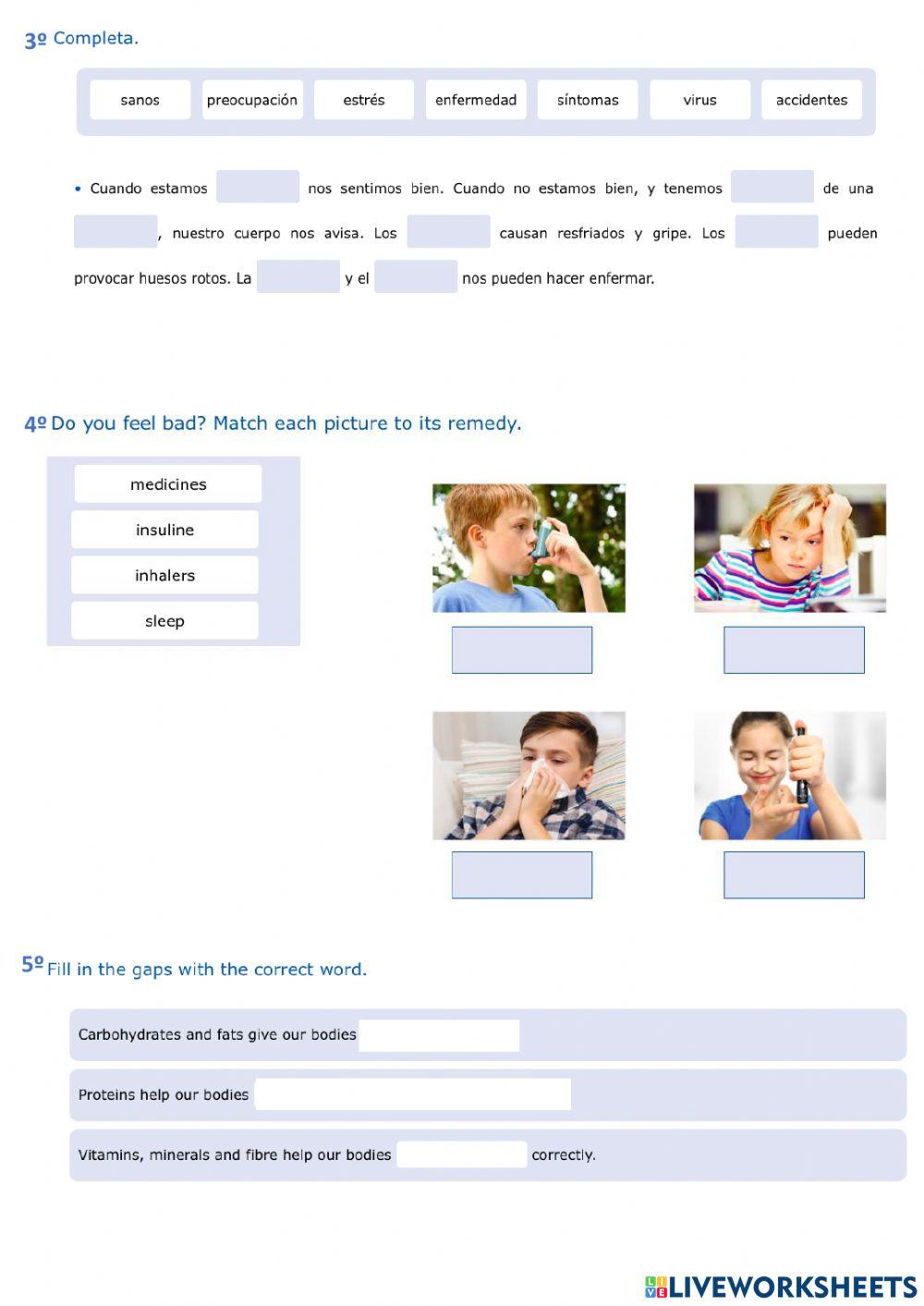 Repaso Naturales Unidad 1. Be healthy