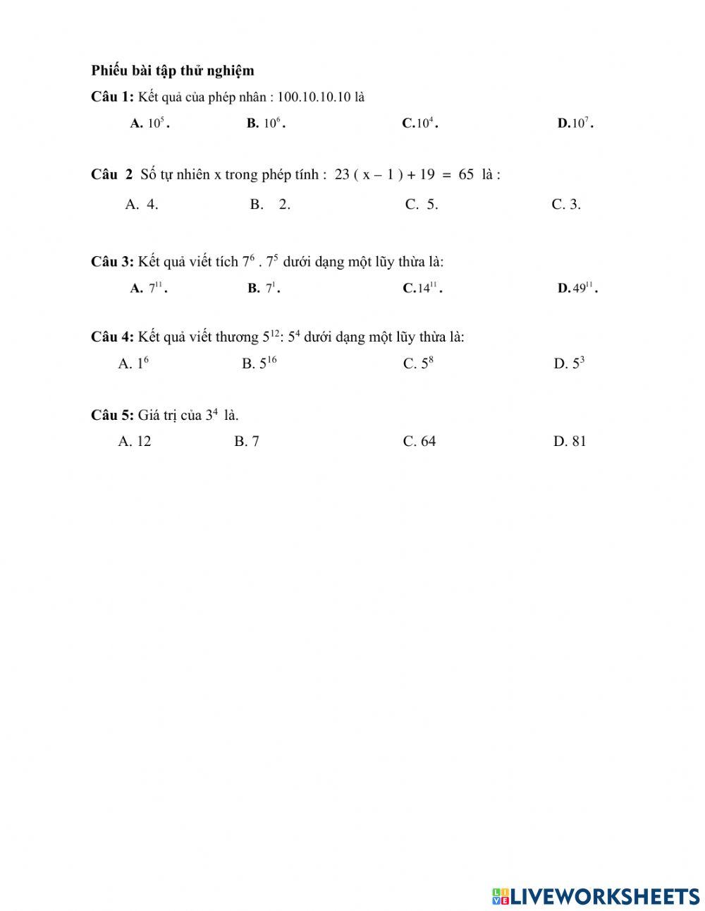 Phieu bai tap tap huan