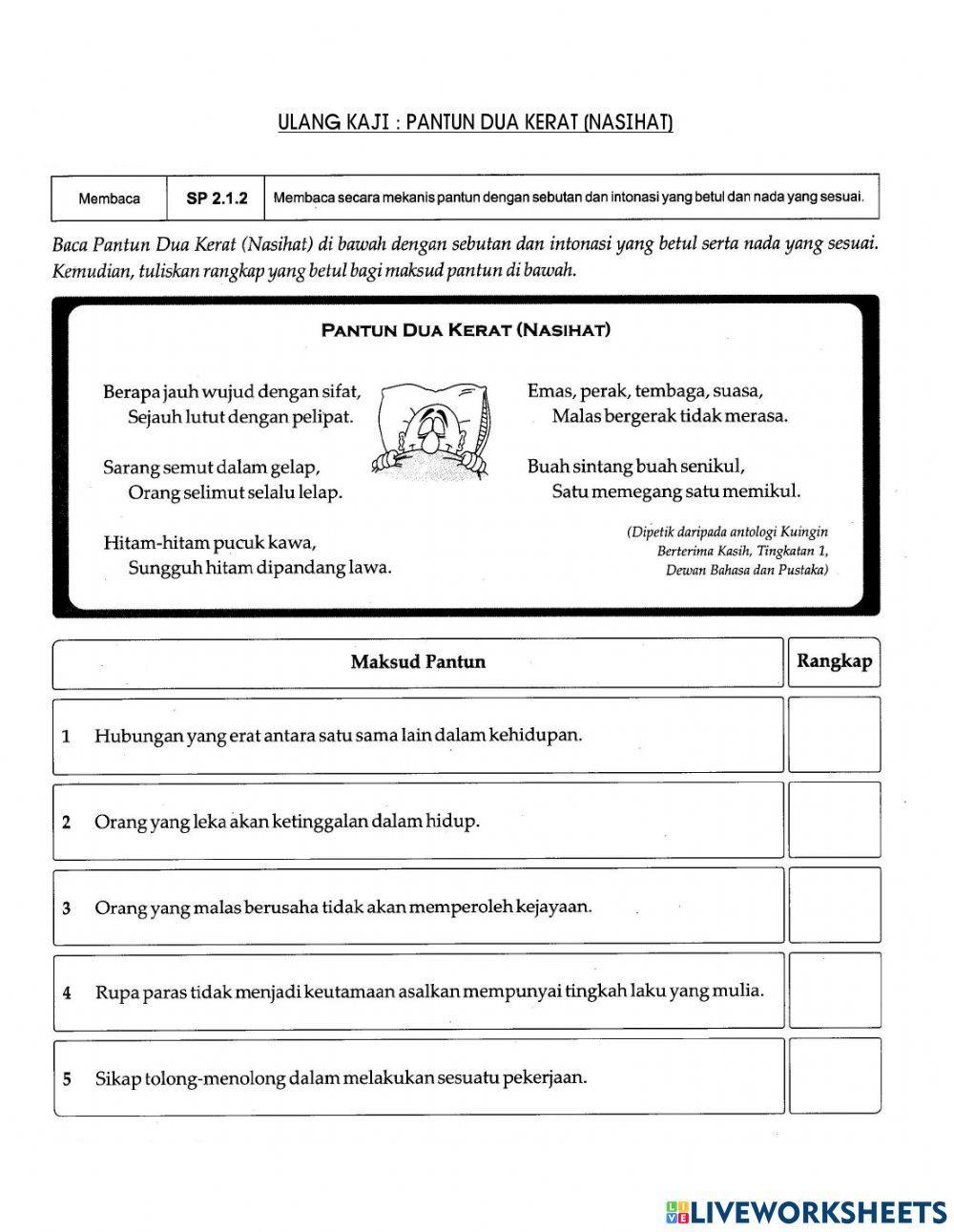 Pantun dua kerat (nasihat)