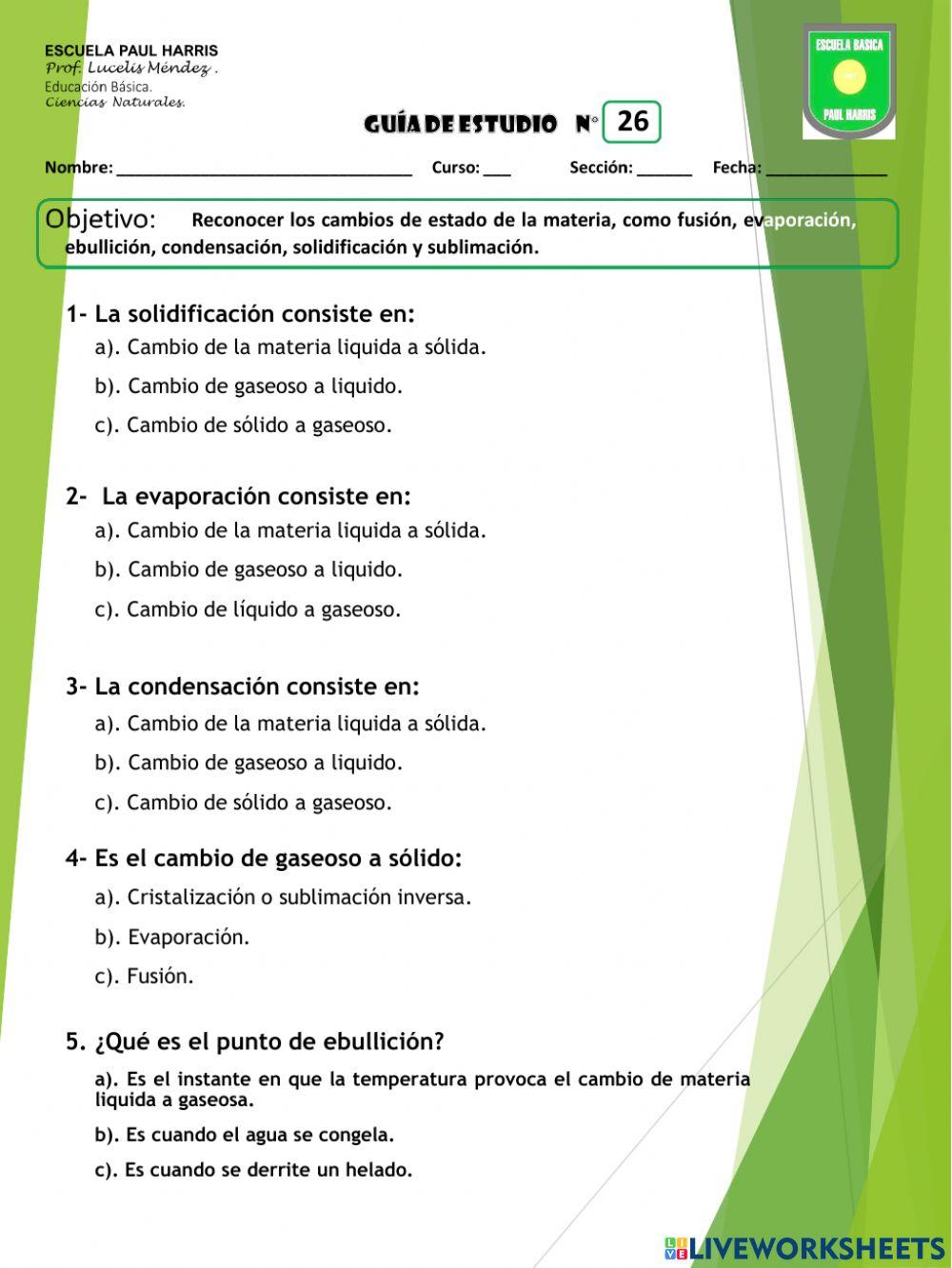 Guía 26. cambios de la materia