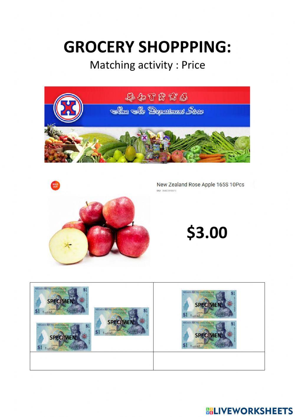 Grocery: matching activity