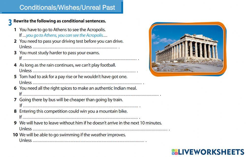 Conditional - Wishes - Unreal Past worksheet | Live Worksheets