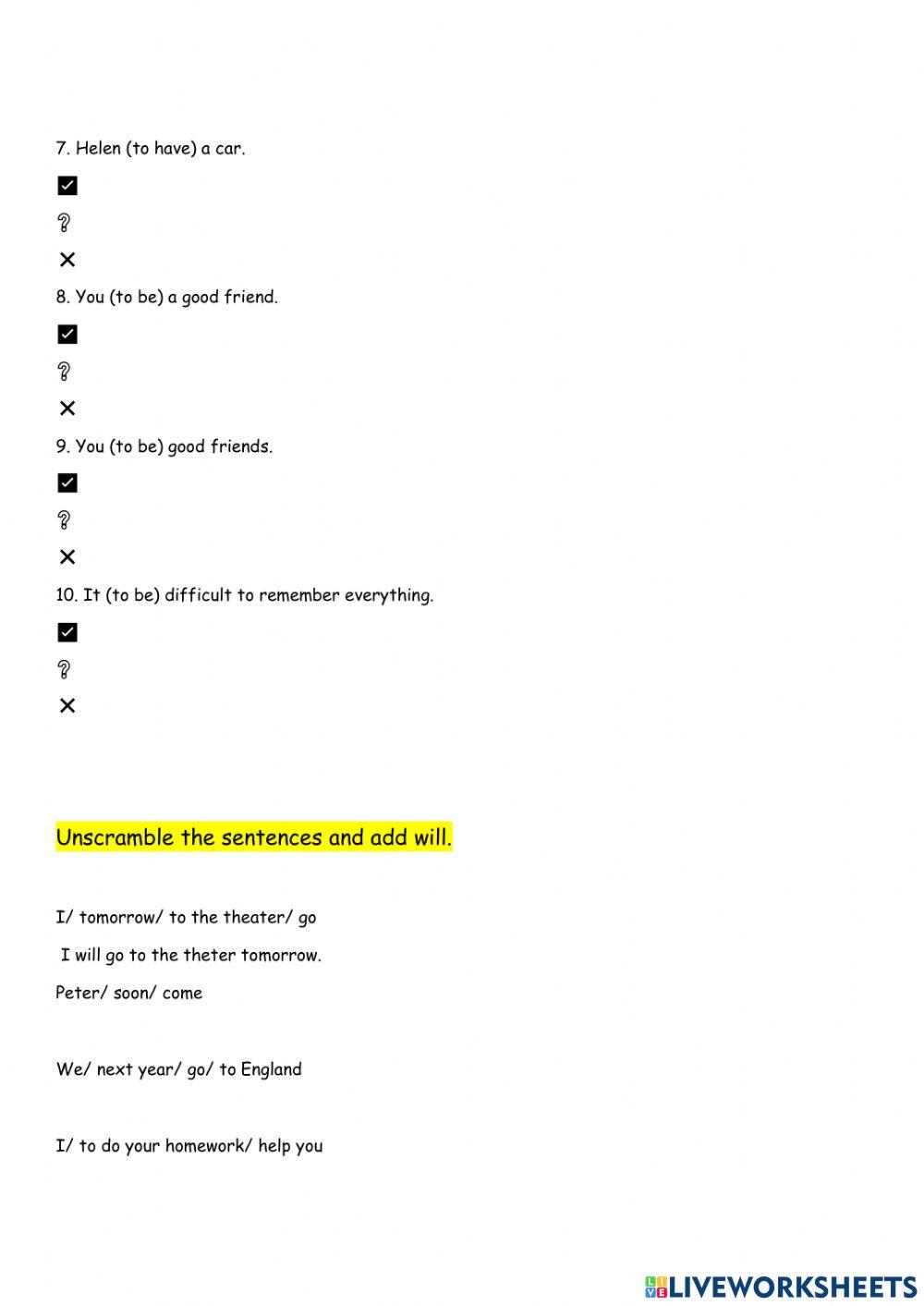 Future Simple (practice)