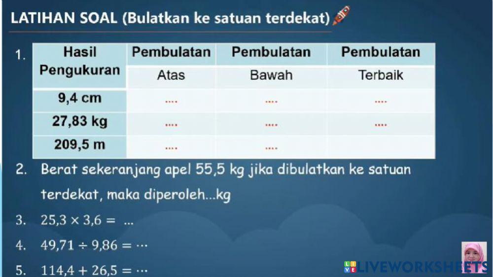 Pembulatan hasil pengukuran panjang dan berat