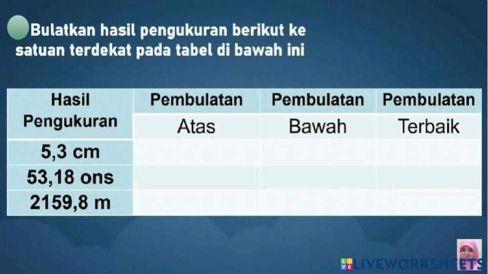 Pembulatan hasil pengukuran panjang dan berat